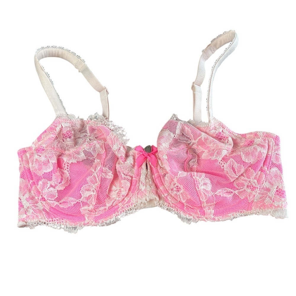 Victoria’s Secret Body by Victoria Pink Lace Demi Bra 34D Bow Detail